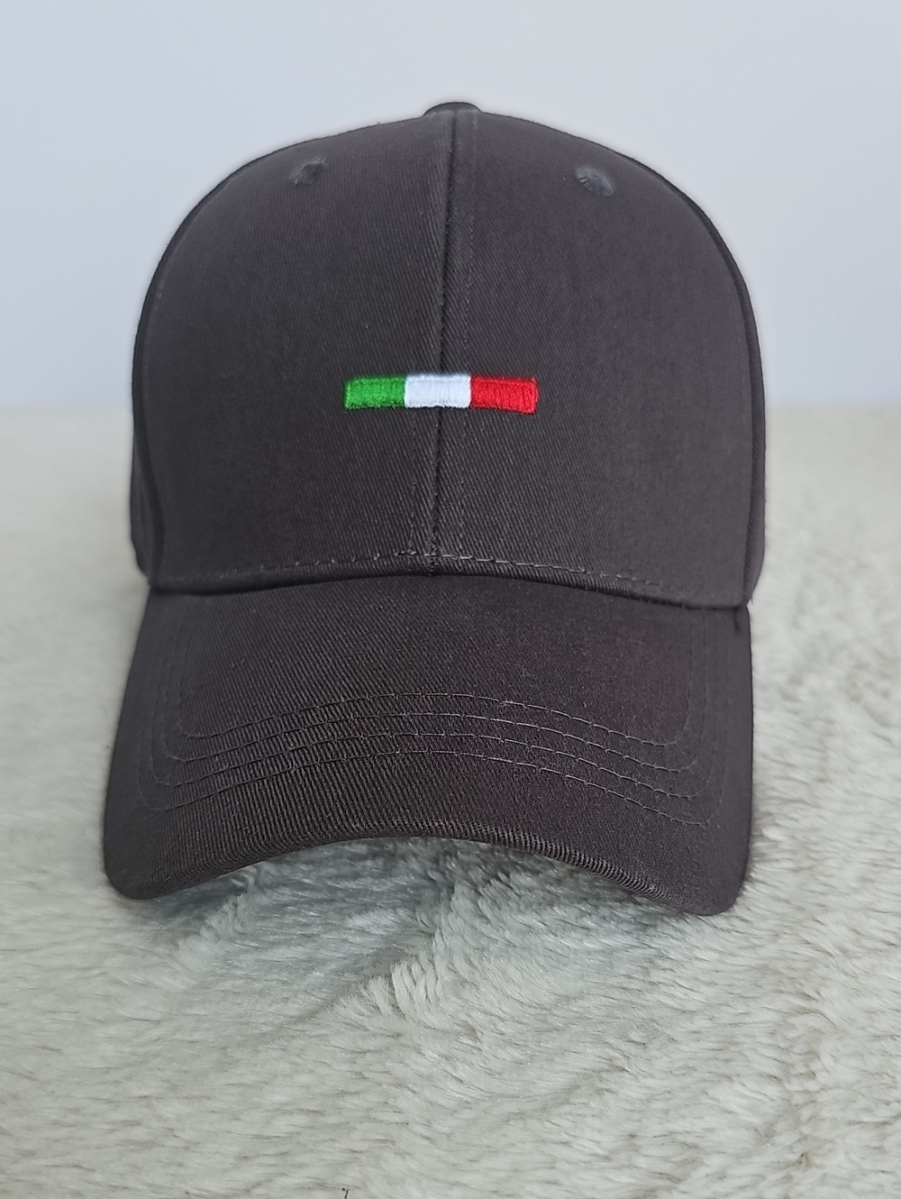 NWT Italian Flag Minimalist Embroidered  Dark Grey Baseball Cap Hat